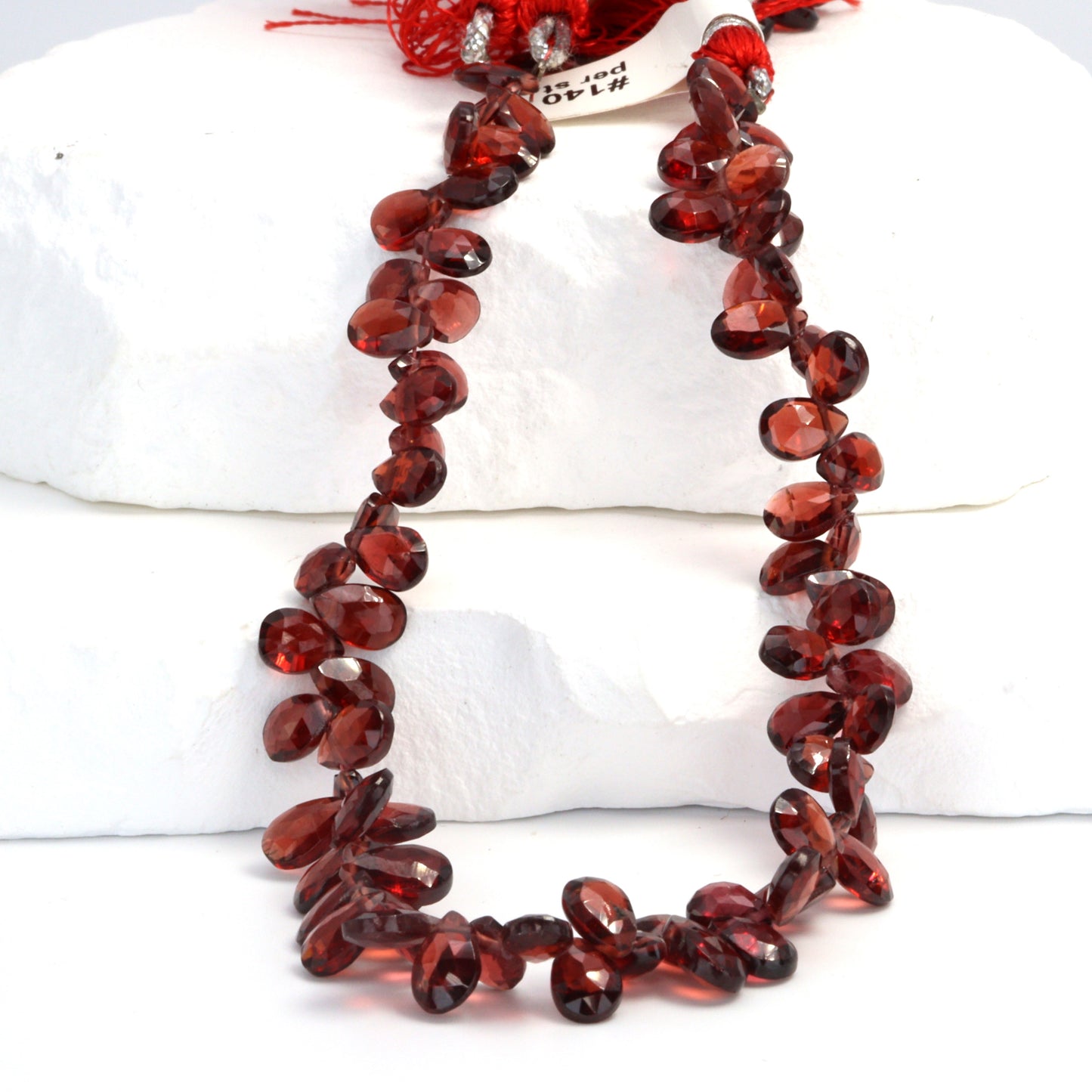 Red Garnet 7x5mm Faceted Pear Shaped Briolettes Bead Strand