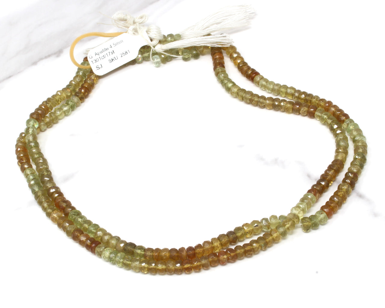 Ombre Green Apatite 4.5mm Faceted Rondelles