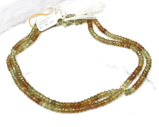 Ombre Green Apatite 4.5mm Faceted Rondelles