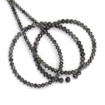 Gray Diamond 2.5mm - 4mm Hand Faceted Rondelles Bead Strand