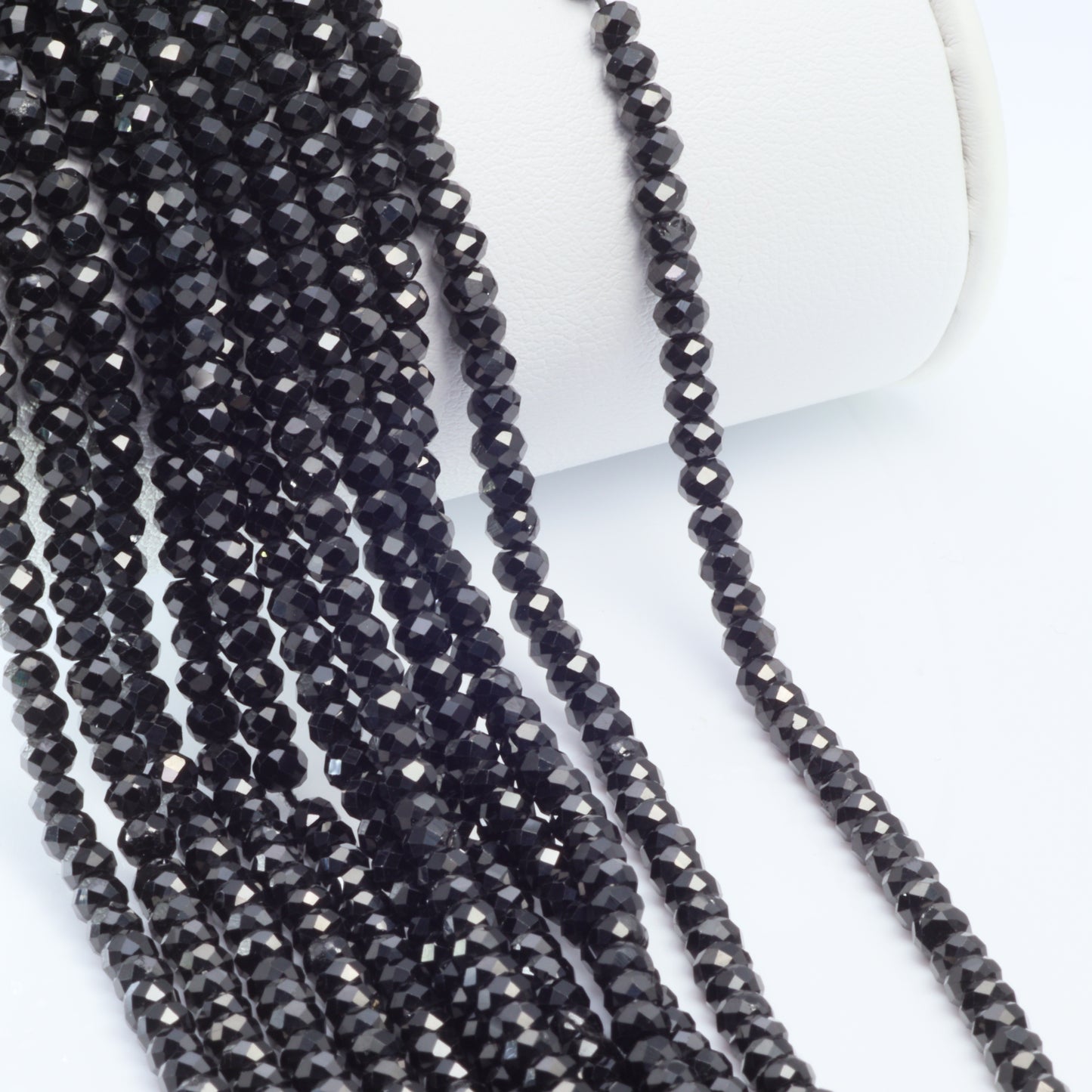 Black Spinel 3.5mm Faceted Rondelles Bead Strand