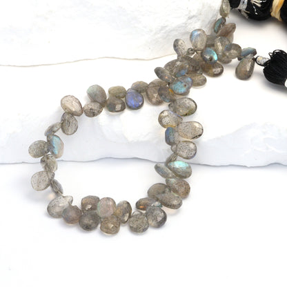 Blue Labradorite 7x5mm Faceted Pear Shaped Briolettes Bead Strand