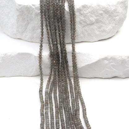 Gray Moonstone 2mm Faceted Rounds Bead Strand