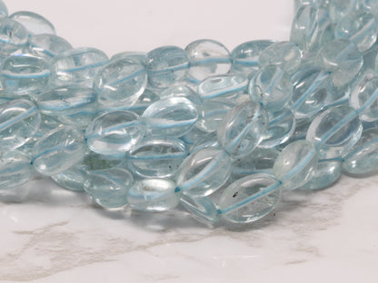 Blue Aquamarine 7x5mm - Smooth Ovals Bead Strand