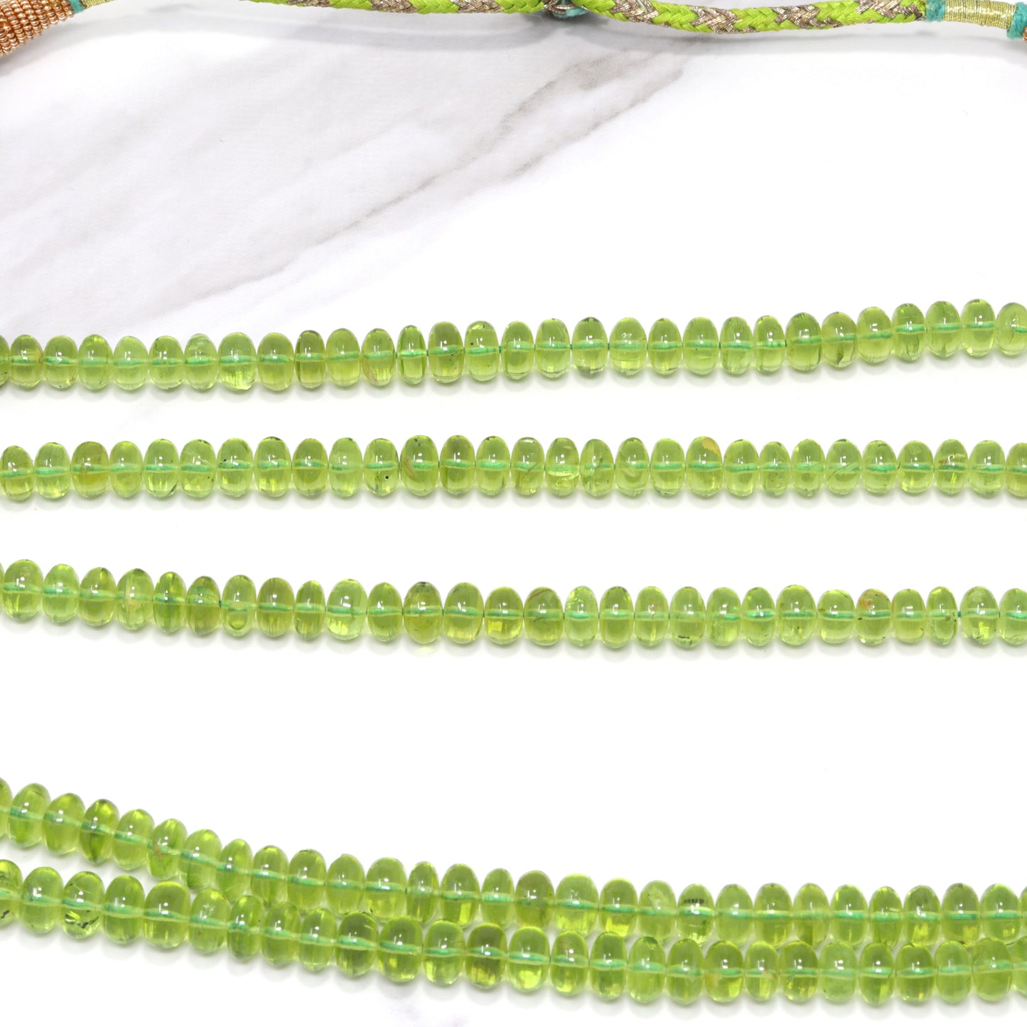 Green Peridot 6mm Smooth Rondelles