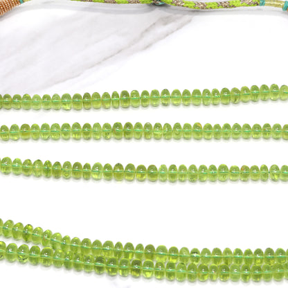 Green Peridot 6mm Smooth Rondelles