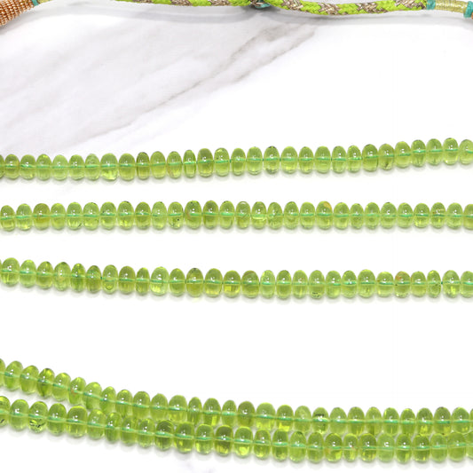 Green Peridot 6mm Smooth Rondelles