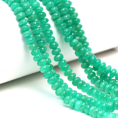 Green Emerald 3.5mm - 4.5mm Smooth Rondelles Bead Strand