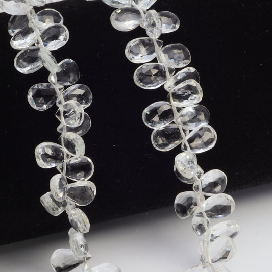 White Topaz 8x5mm Faceted Pear Shaped Briolettes