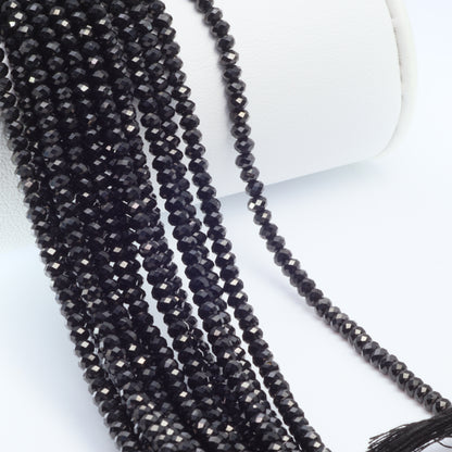 Black Spinel 3mm Faceted Rondelles Bead Strand