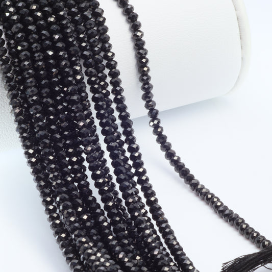 Black Spinel 3mm Faceted Rondelles Bead Strand