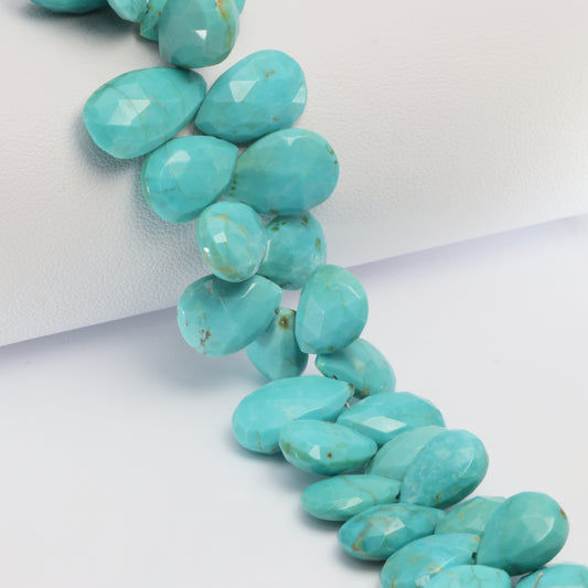 Natural Blue Turquoise 12x8mm Faceted Pear Shaped Briolettes