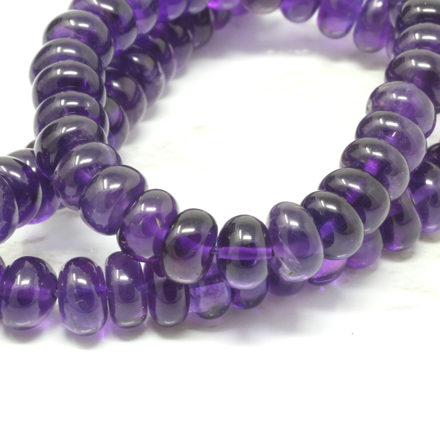 Purple Amethyst 6mm Smooth Rondelles Bead Strand