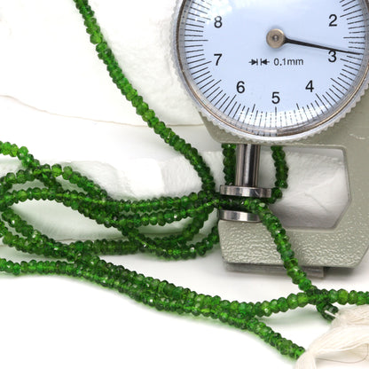 Green Chrome Diopside 3mm Hand Faceted Rondelles Bead Strand