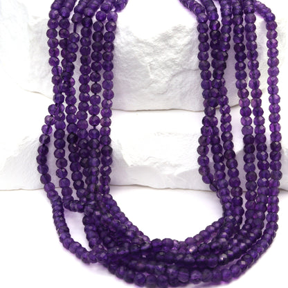 Purple Amethyst 3mm Faceted Rondelles Bead Strand