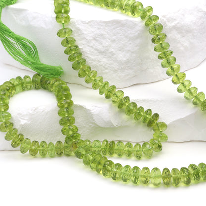 Green Peridot 6mm Faceted Rondelles Bead Strand