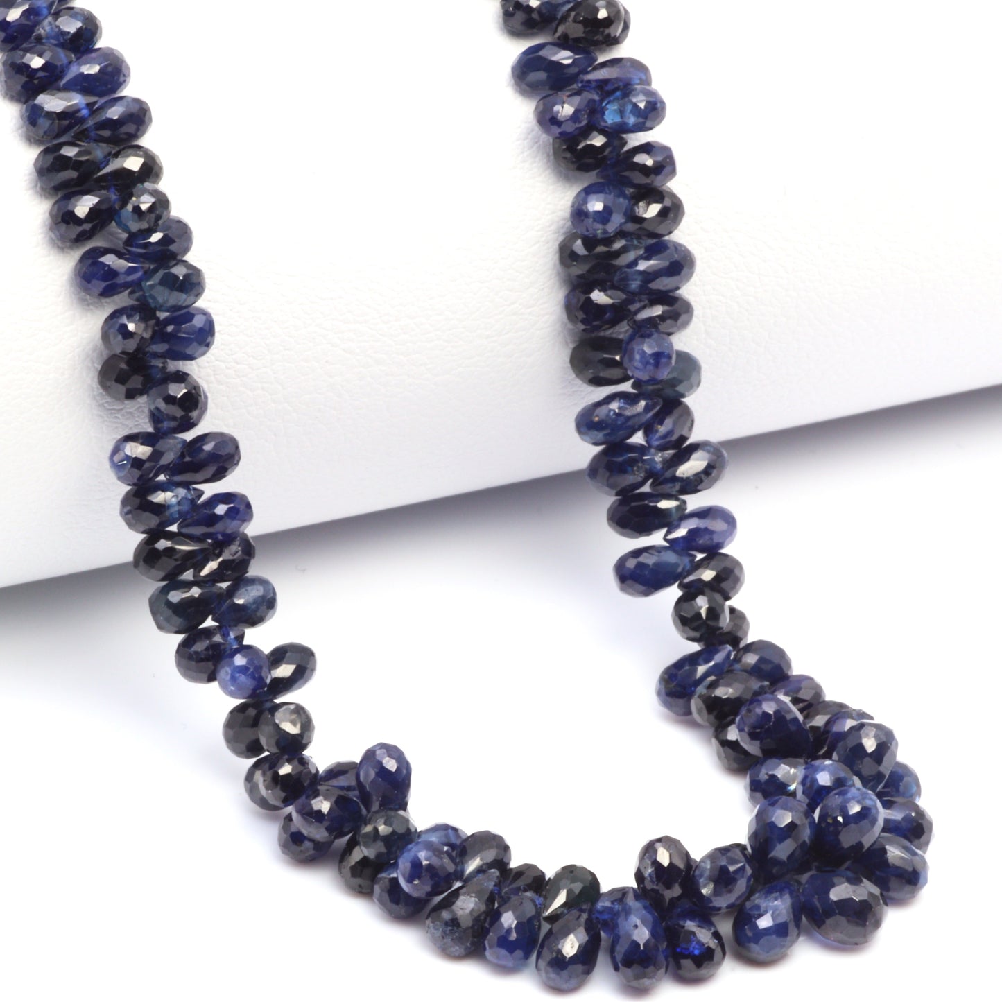 Navy Blue Sapphire 5x3mm - 6x4mm Faceted Teardrop Briolettes Bead Strand