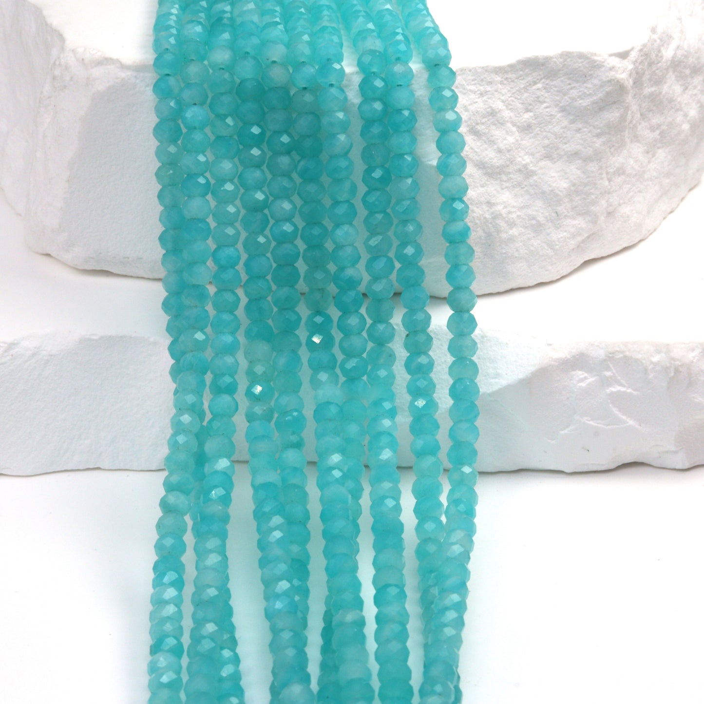 Blue Amazonite 3.5mm Faceted Rondelles Bead Strand
