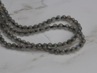 Blue Labradorite 2mm Faceted Rondelles