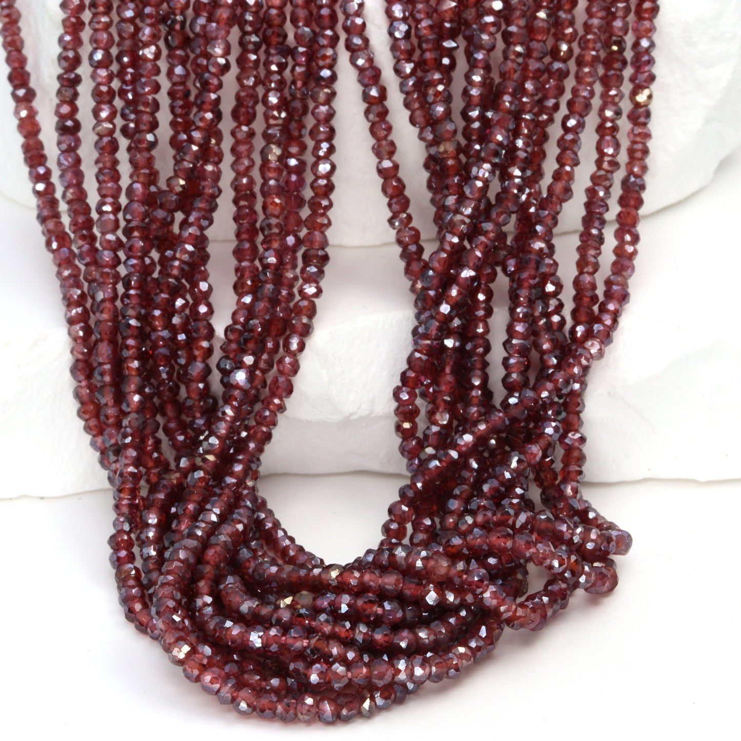 Coated Rhodolite Garnet 2.5mm Faceted Rondelles Bead Strand