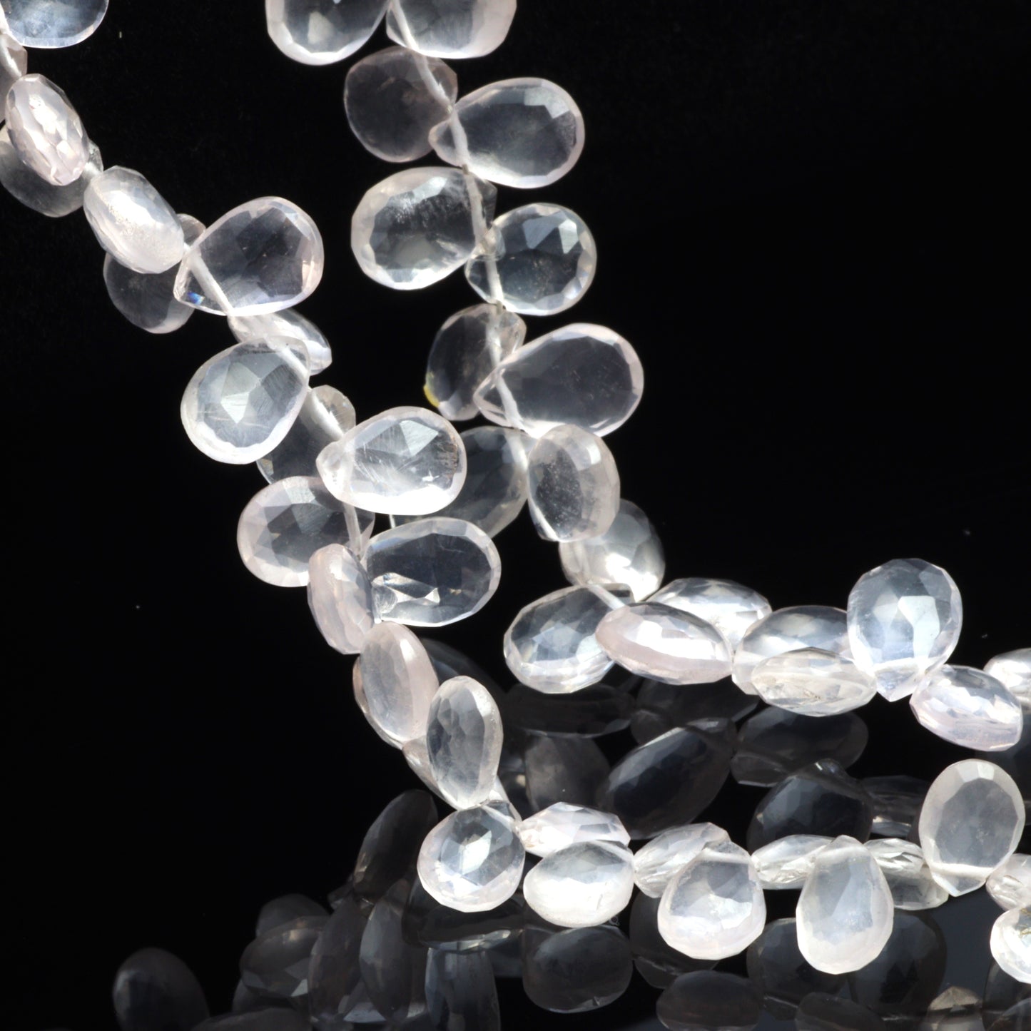 Pink Rose Quartz 7x5mm Faceted Pear Shaped Briolettes