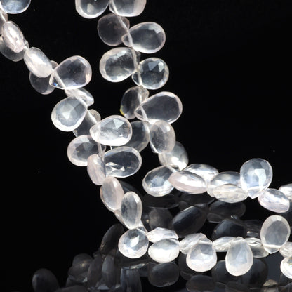 Pink Rose Quartz 7x5mm Faceted Pear Shaped Briolettes