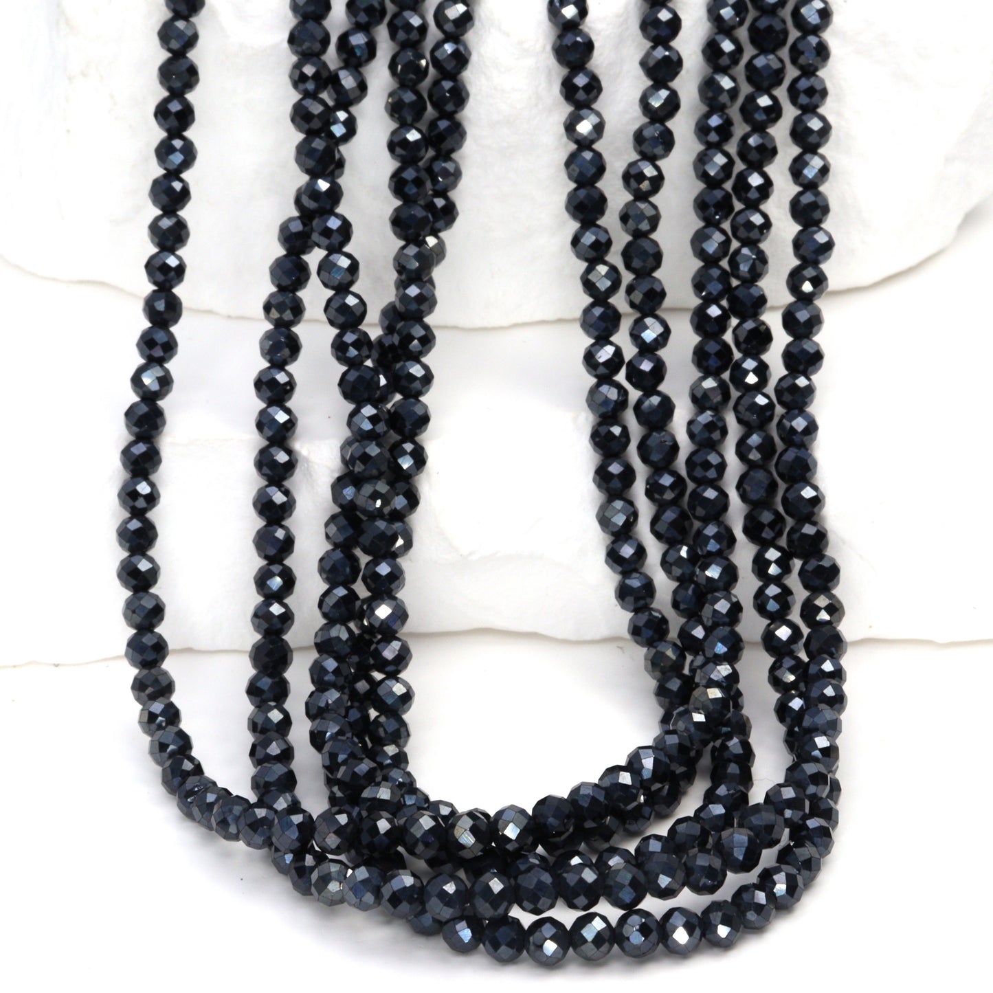Coated Black Spinel 3mm Faceted Rounds Bead Strand