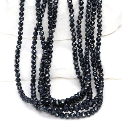 Coated Black Spinel 3mm Faceted Rounds Bead Strand