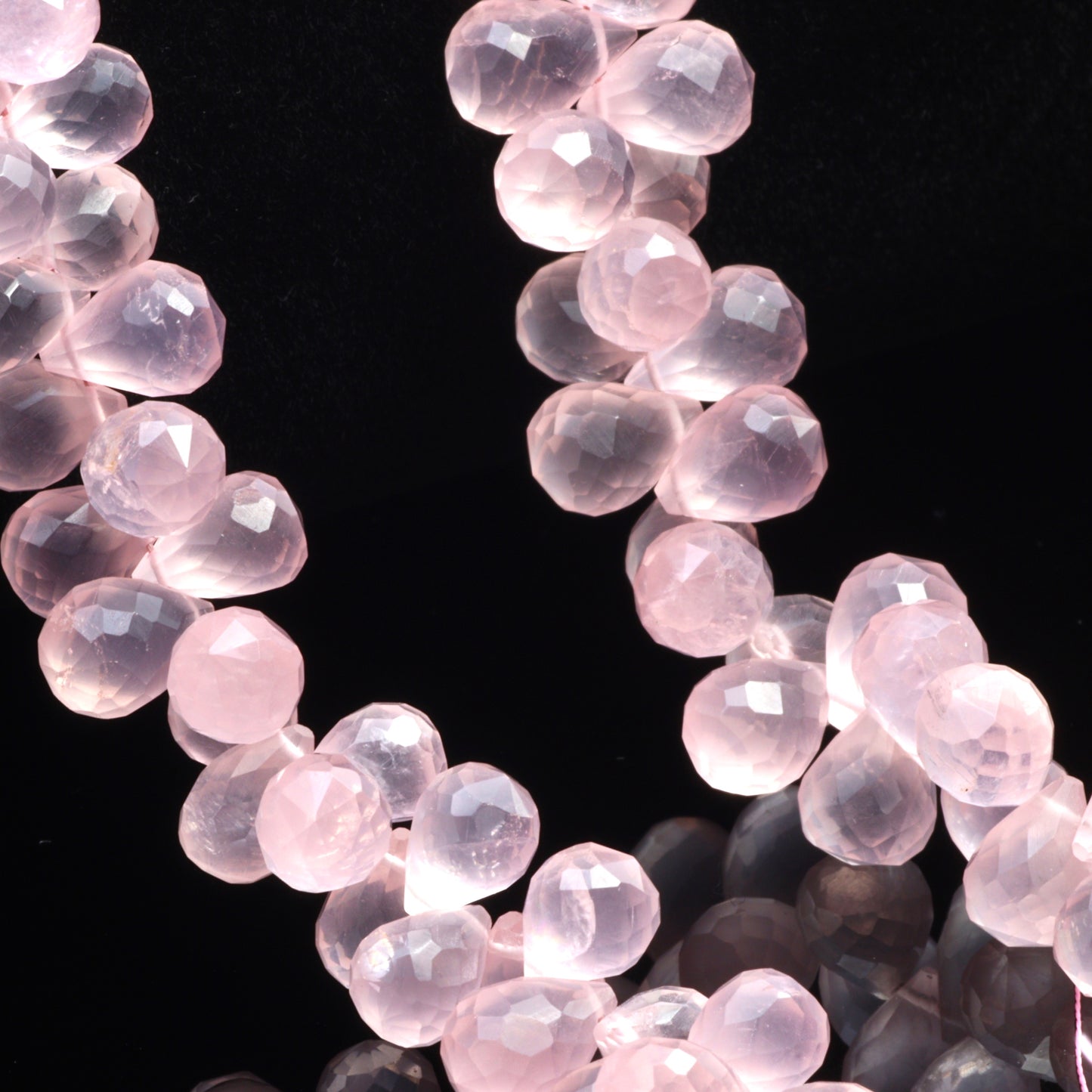 Pink Rose Quartz 7x5mm Faceted Teardrop Briolettes