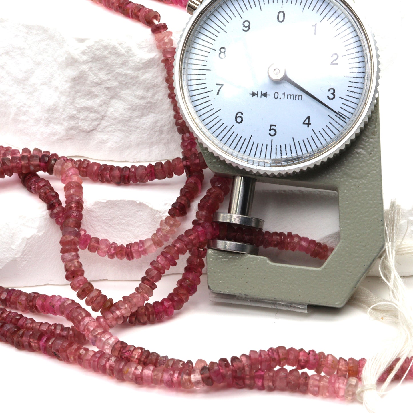 Ombre Pink Tourmaline 3.5mm Hand Faceted Rondelles Bead Strand