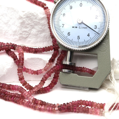 Ombre Pink Tourmaline 3.5mm Hand Faceted Rondelles Bead Strand