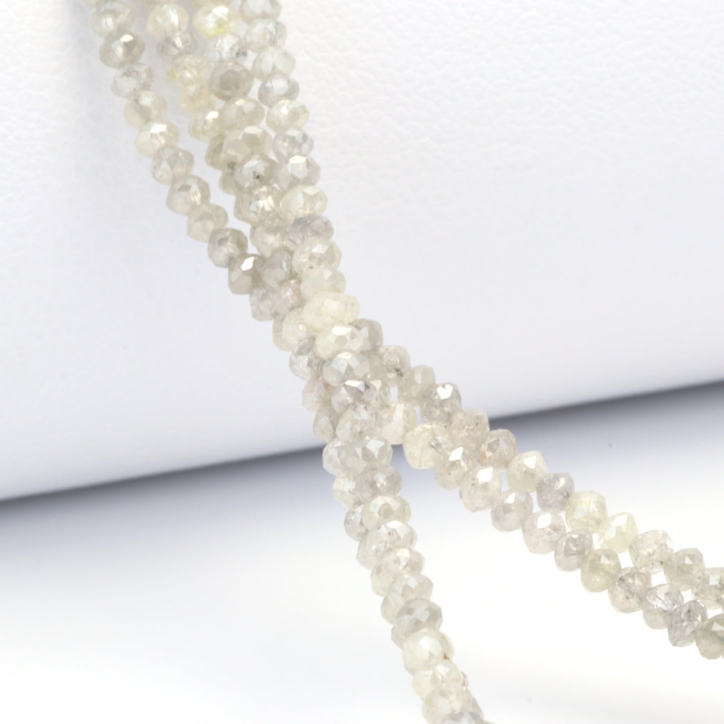 Gray Diamond 2.1mm - 2.7mm Hand Faceted Rondelles Bead Strand