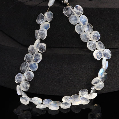 Blue Rainbow Moonstone 7mm Faceted Heart Shaped Briolettes