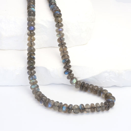 AA Blue Labradorite 7mm Smooth Rondelles Bead Strand