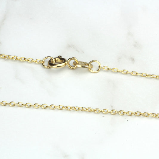 Sterling Silver Vermeil Chain Necklace Cable Chain 925 Silver Necklace with Gold Plating 1.2mm 24"