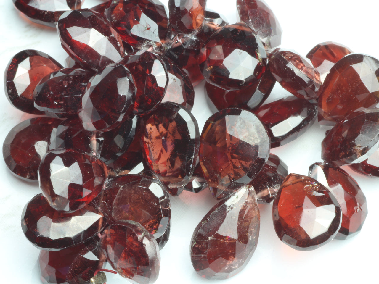 Red Garnet 11x8mm Faceted Pear Shaped Briolettes