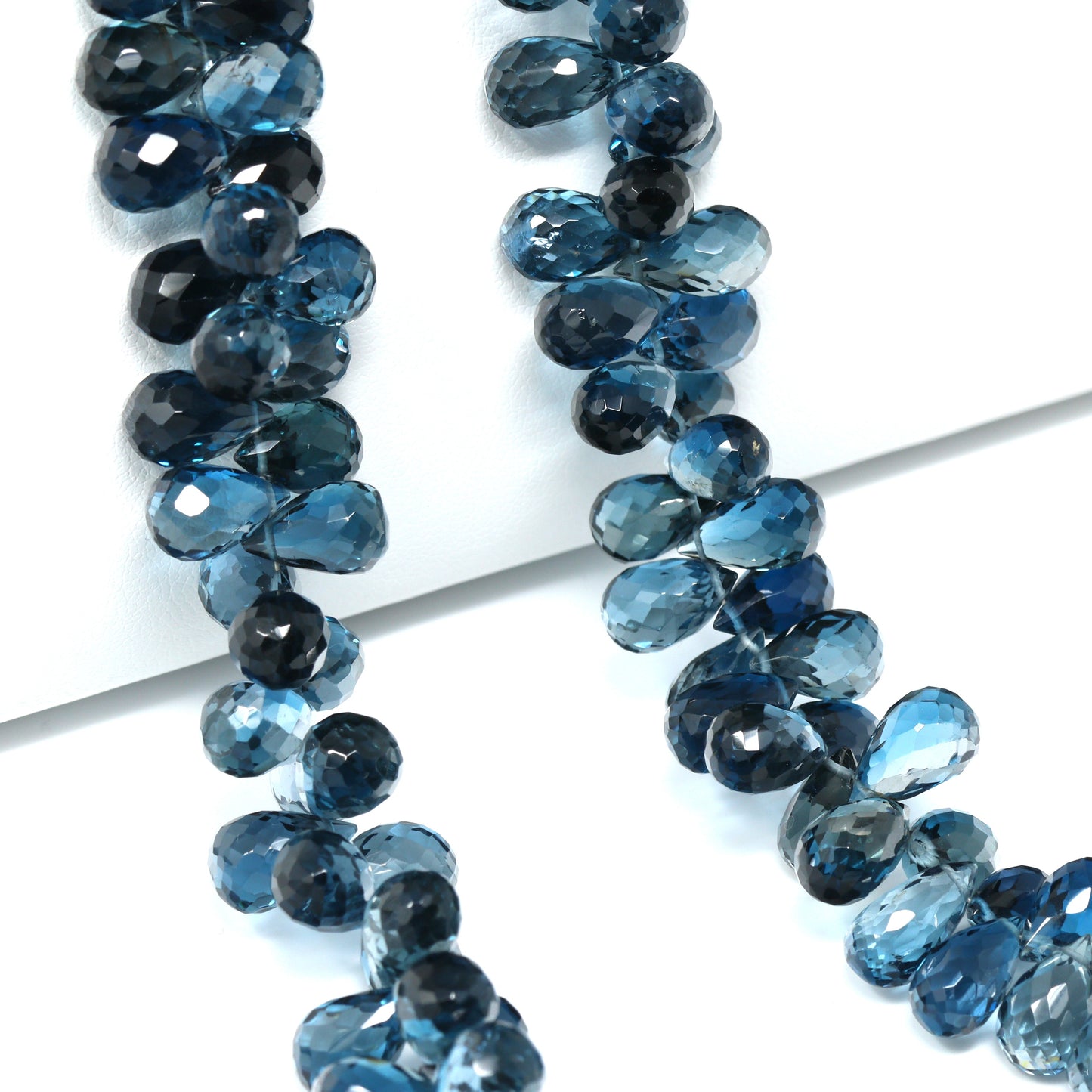 London Blue Topaz 9x6mm Faceted Teardrop Briolettes Bead Strand