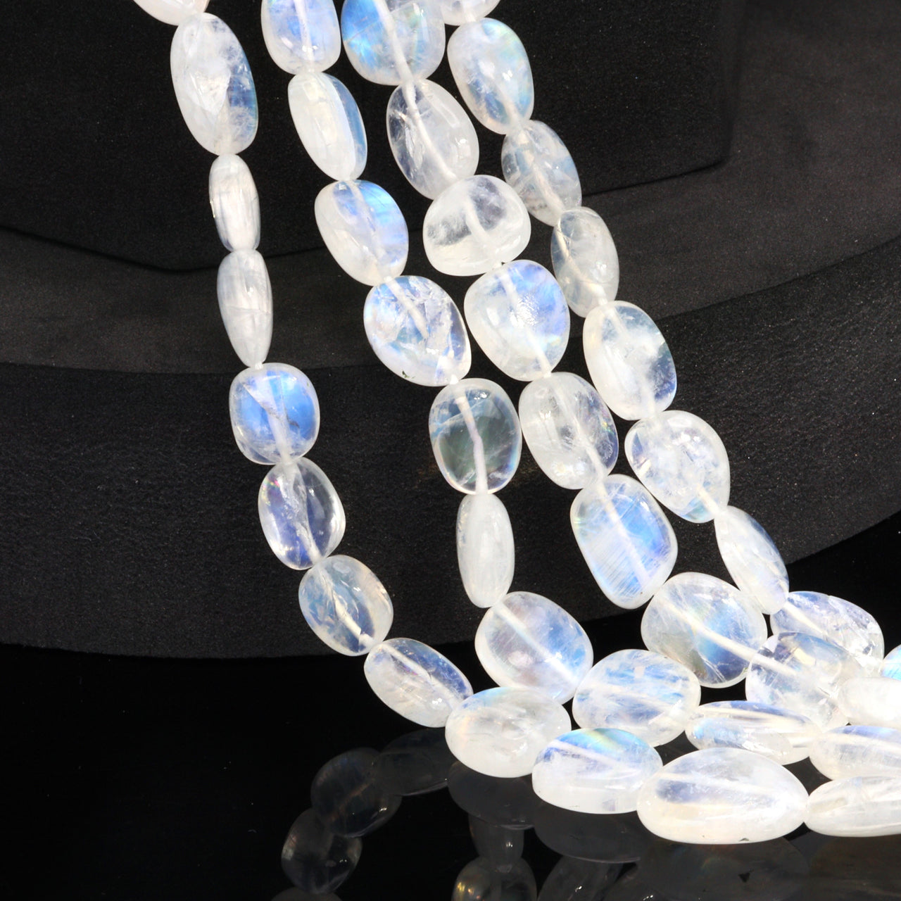 AA Blue Rainbow Moonstone 12x10mm Smooth Nuggets