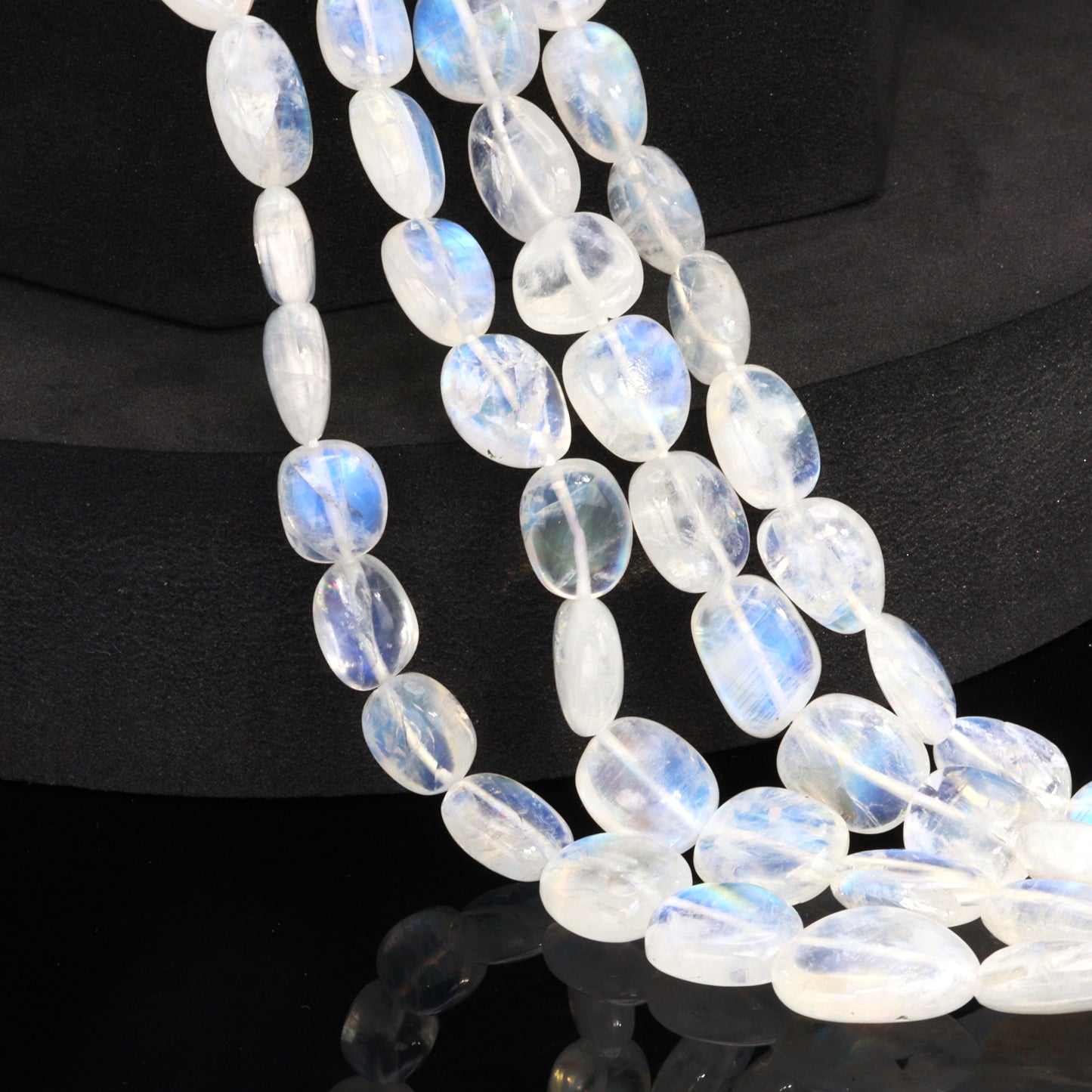 AA Blue Rainbow Moonstone 12x10mm Smooth Nuggets