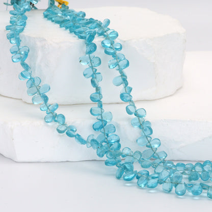 Sea Blue Apatite 6x4mm Smooth Pear Shaped Briolettes