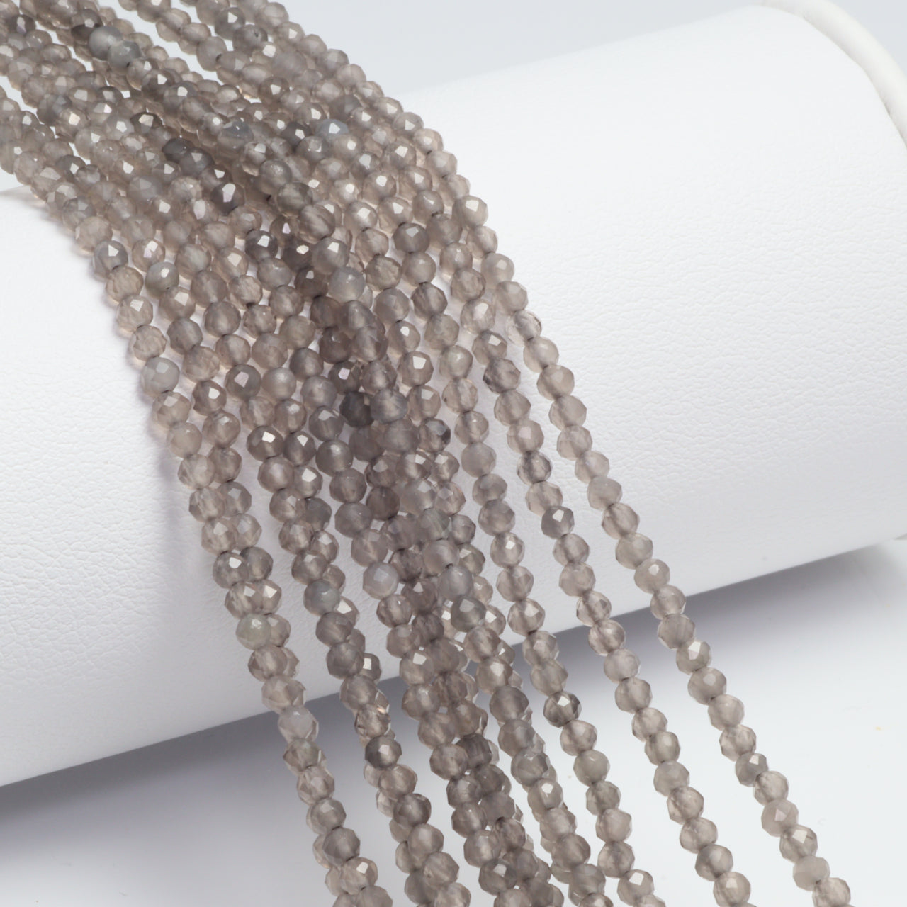 Gray Moonstone 2.5mm Faceted Rounds Bead Strand