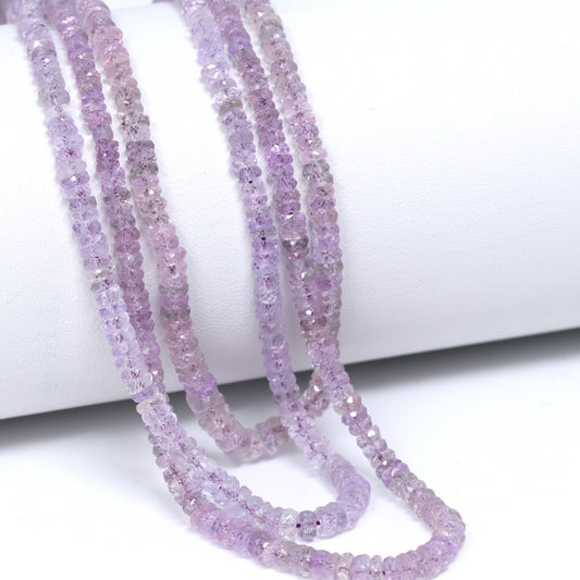 Purple Sapphire 2.5mm – 4.5mm Hand Faceted Rondelles Bead Strand