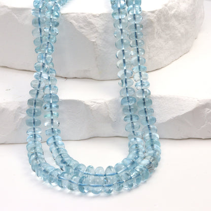 Blue Aquamarine 6mm Smooth Rondelles