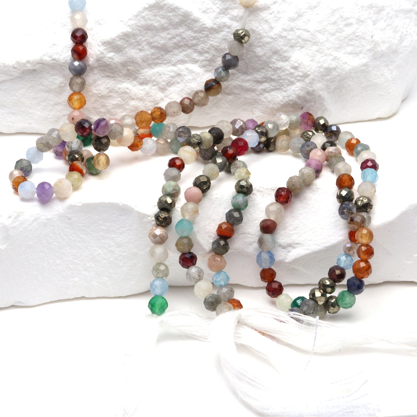 Rainbow Multi Semi Precious 3mm Faceted Rounds