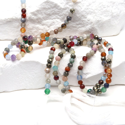 Rainbow Multi Semi Precious 3mm Faceted Rounds