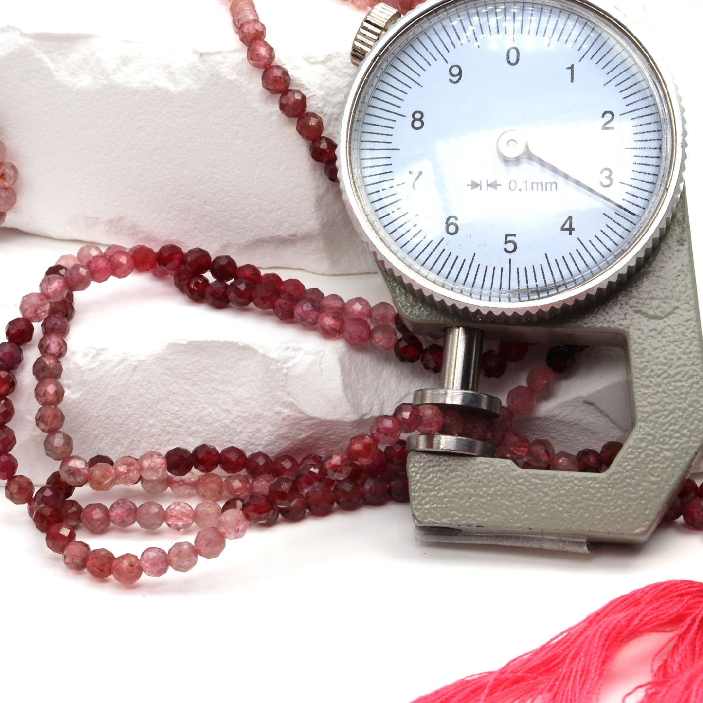 Ombre Pink and Red Spinel 3.5mm Faceted Rounds Bead Strand