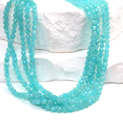 Blue Amazonite 3.5mm Faceted Rounds Bead Strand