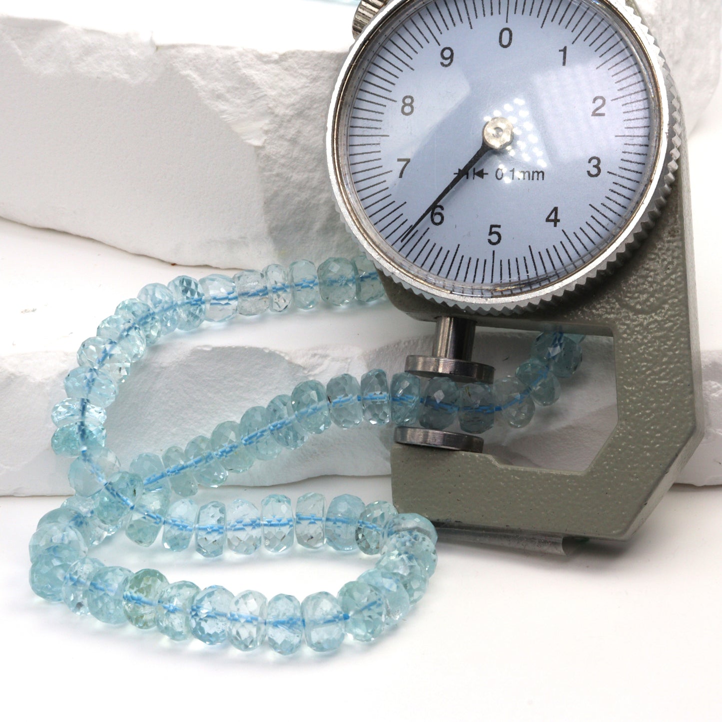 Blue Aquamarine 5.5mm Faceted Rondelles