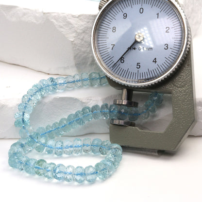 Blue Aquamarine 5.5mm Faceted Rondelles