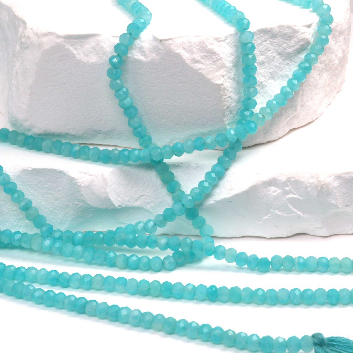 Blue Amazonite 3.5mm Faceted Rondelles Bead Strand